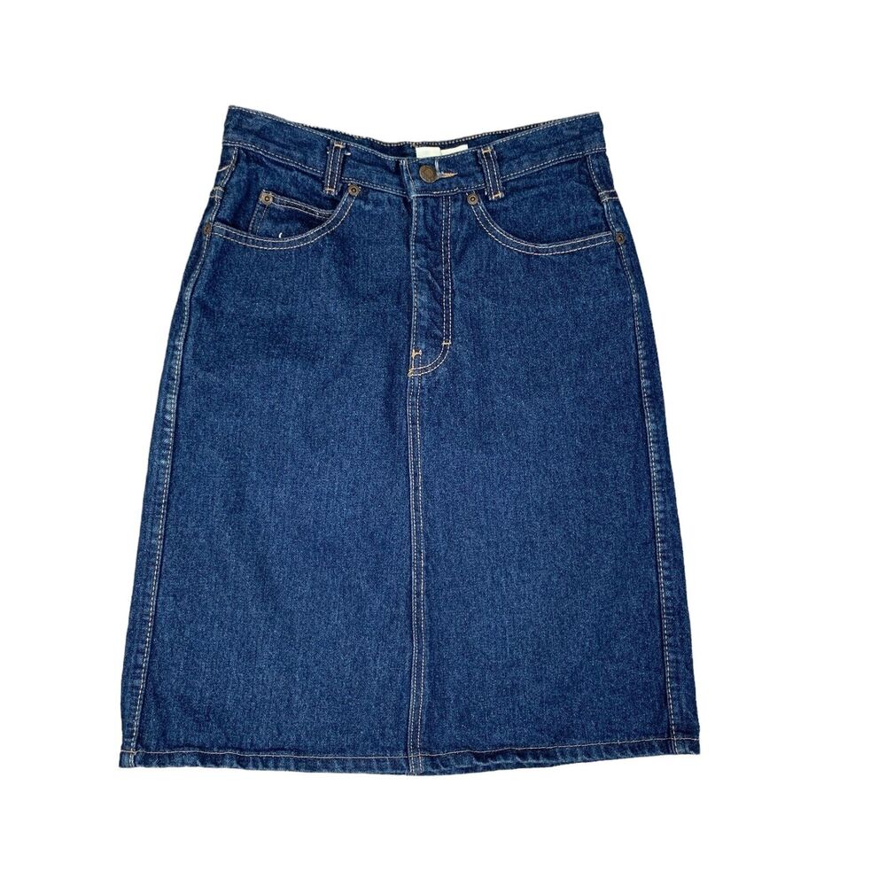 Vintage Calvin Klein Skirt Women 7/27 Denim A Line Straight Made USA Knee Length